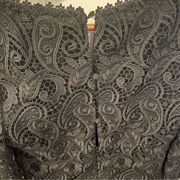 Anthropologie Maeve Embroidered Lace Dress Black Mini Long Sleeve Cocktail - Picture 9 of 10